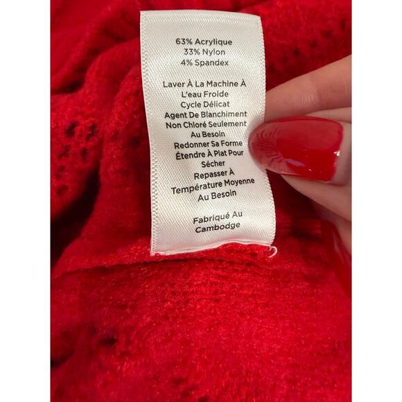Talbots Red Diamond Knit Lightweight Sweater Split Hem MP EUC - Picture 6 of 7